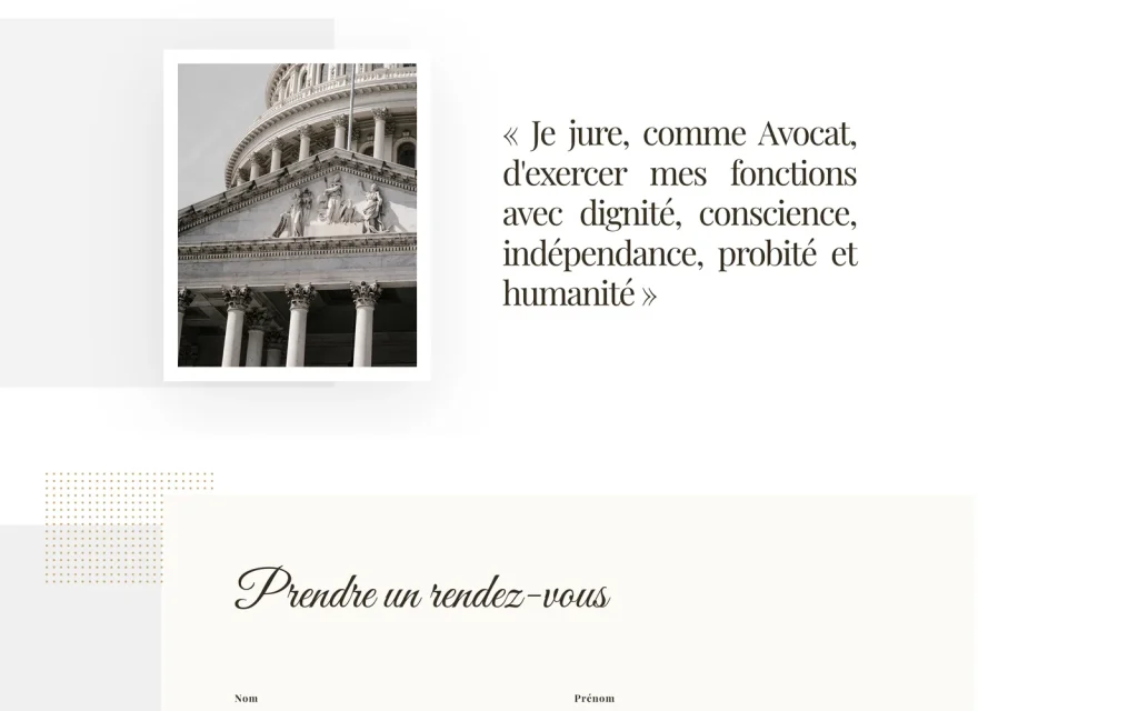 Page d'accueil du site du Cabinet Menaa Avocat, fin de page
