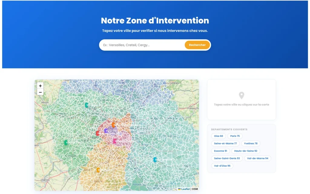 Vérification de la zone d'intervention sur le site Vitres Impec